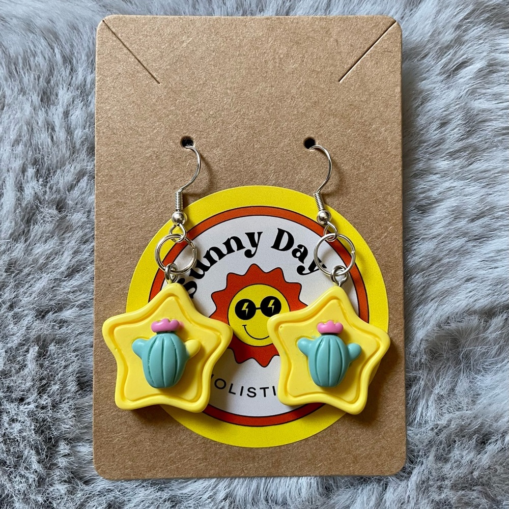 Yellow Star Cactus Earrings